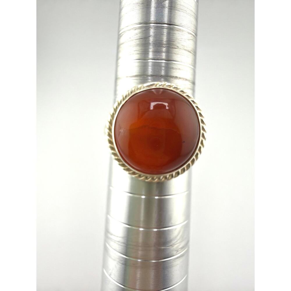 Adina Stone Carnelian Sterling Silver Ring Rope Texture Artisan Jewelry 9.5
